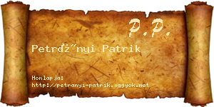 Petrányi Patrik névjegykártya